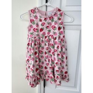 Stitchy Fish Knits Girls Pink Strawberry Ruffle Dress Size 7